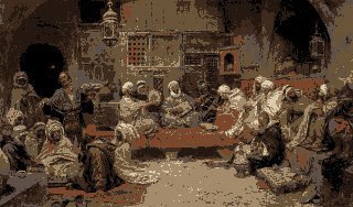 Inside A Coffee House, Tunis by José Benlliure y Gil (Spanish, 1855–1937)